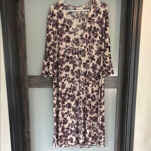 Ember Floral Swim Coverup Purple Cream Women's Size Medium